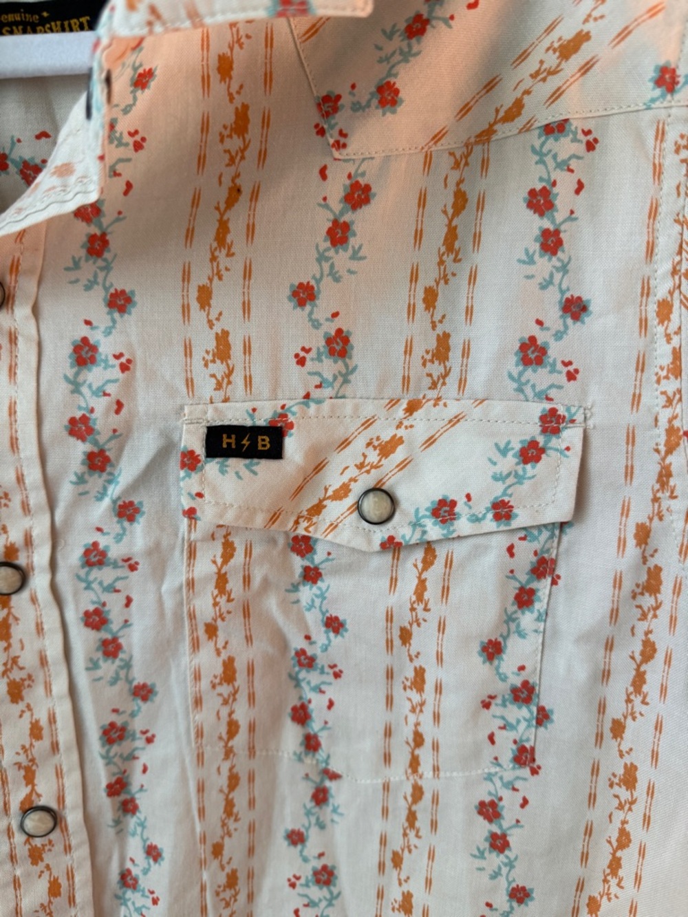 Howler Brothers Men's Short Sleeve Floral Stripe Shirt - medium - Picture 6 of 7